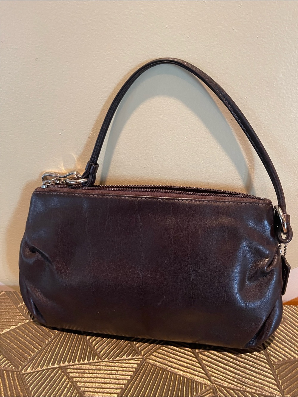 COACH Dark Brown Leather Shoulder Clutch - Picture 2 of 8